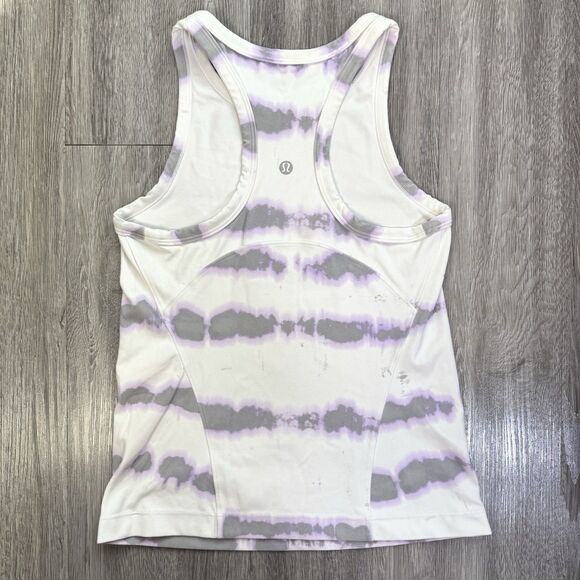 Lululemon Align Waist-Length Racerback Tank Top No Size White Transverse Lilac - Picture 4 of 7
